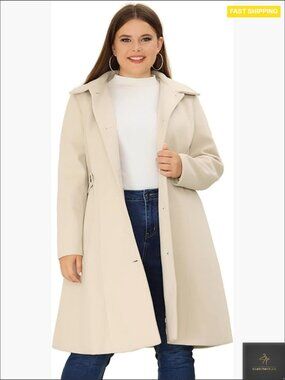 Plus Size Single Breasted Belted Winter Long Coat Warm Pea Coat